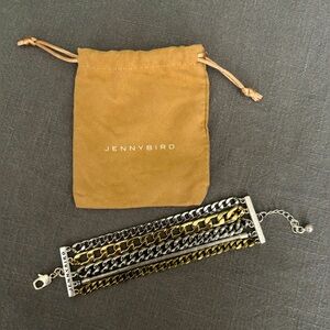 Jenny Bird Austin Cuff Mixed Metal Stacked Layered Chain Bracelet